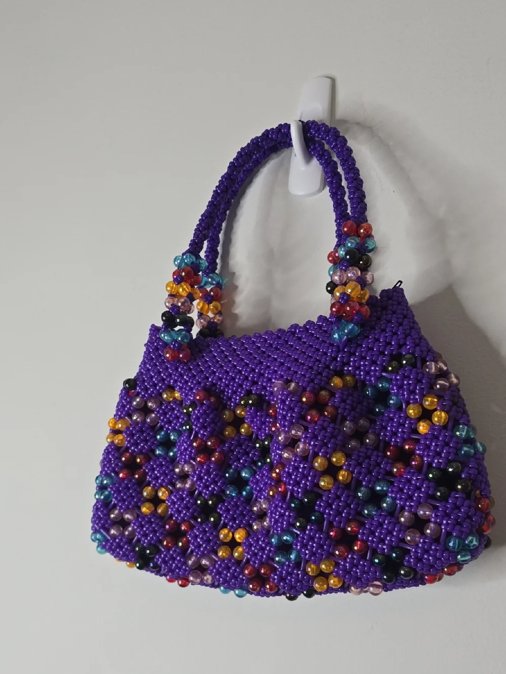 Vintage Handcrafted Purple Beaded Women’s Purse - Picture 4 of 6